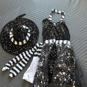 Kids 10/12 Black and White Star Witch Costume